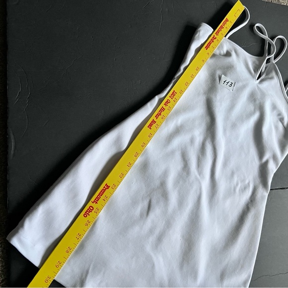 Zara White Elastic Trim Mini Dress Size M Spaghetti Strap New - Picture 10 of 16